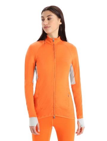 Bluzy Z Kapturem Icebreaker ZoneKnit™ Merino Long Sleeve Zip Damskie Pomarańczowe Beżowe | PL 1280PJJQ